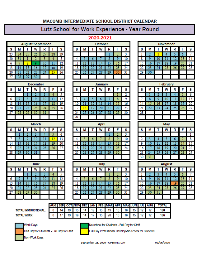 Anchor Bay Schools 2019 2020 Calendar Approved By The Board Of Education On November 20 2019